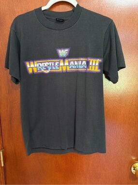 Vintage WWF WrestleMania III Black Graphic Tee